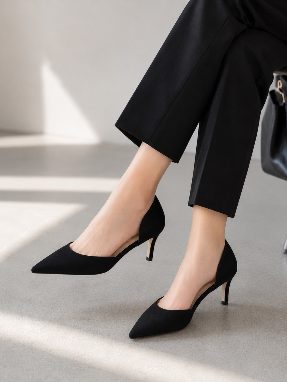 Stuart Weitzman Mara 75 D'Orsay Pump Black Suede Size 6.5 NWT